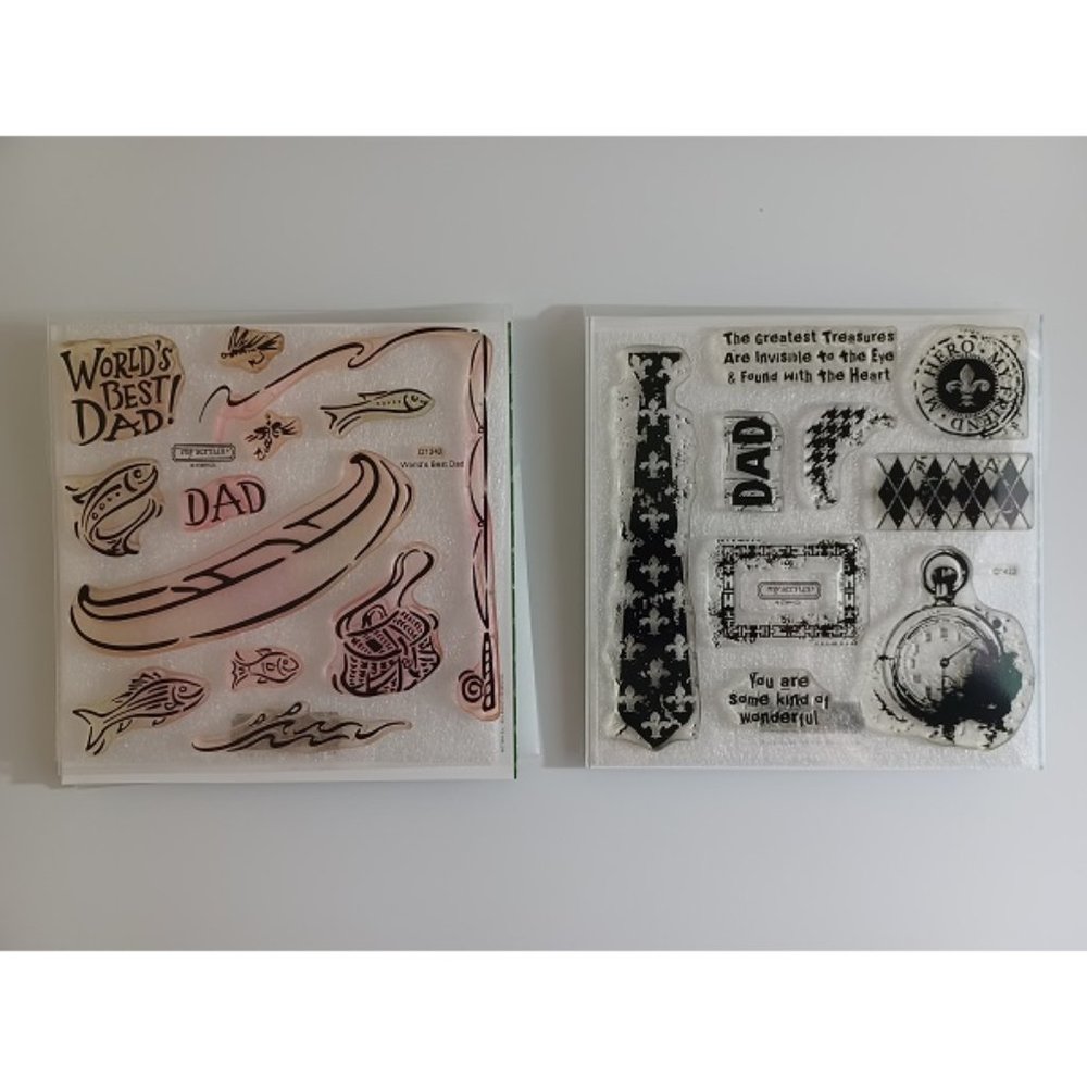 2 Close to My Heart CTMH Acrylic Stamp D1342 World's Best Dad D1422 Father's Day